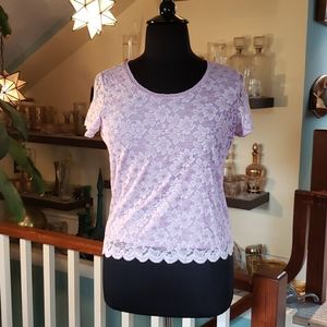 Emma James Womens Fully Lined Violet Lace Top